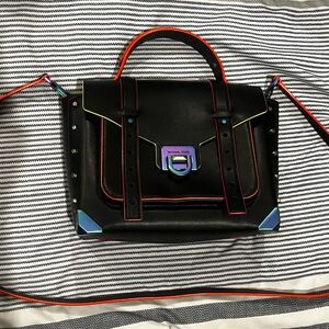 Michael Kors Top Handle Manhattan Medium Black/Oil Slick Satchel